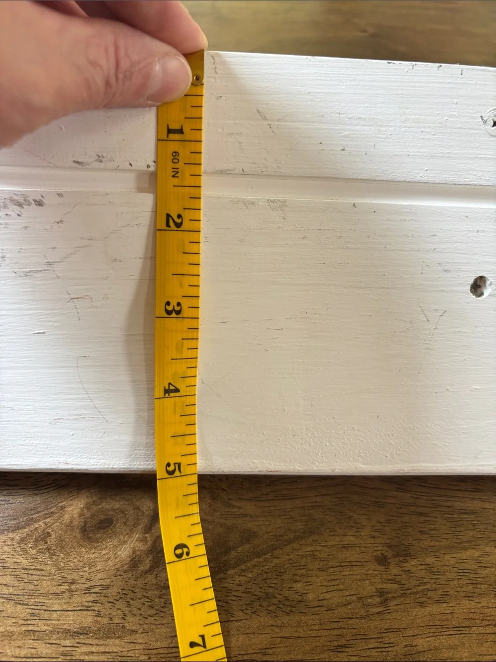 Distressed Vintage Style White Wall Display Shelf - 12”